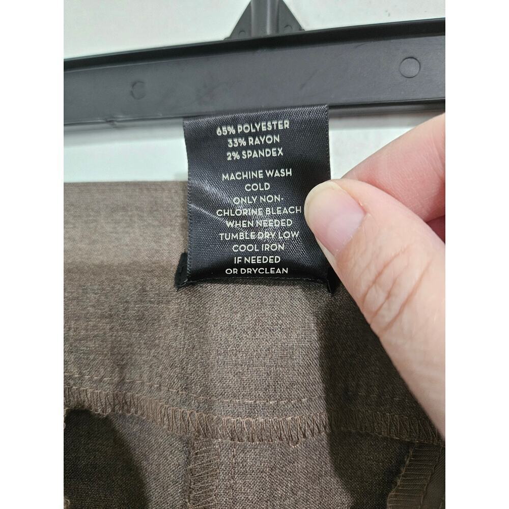 Ann Taylor Modern Fit Trouser Flare Leg Pants Brown Mid-Rise Sz 12 Large Stretch - Picture 5 of 6